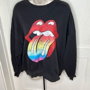 Rolling Stones X H&M Over-Sized Graphic Sweat Shirt, Nlack Size Small
